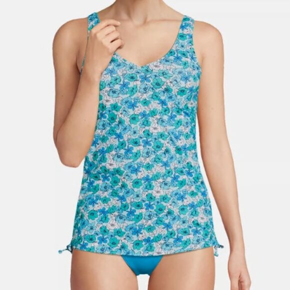 NWT Lands End Women Adjustable V-Neck Underwire Control Tankini Sz 16W $85 LE141 - Picture 3 of 4